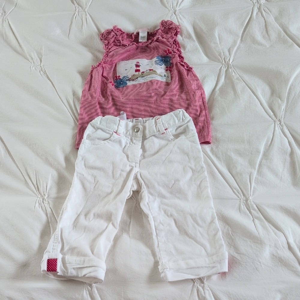 Janie and Jack White Garment with Pink Accents